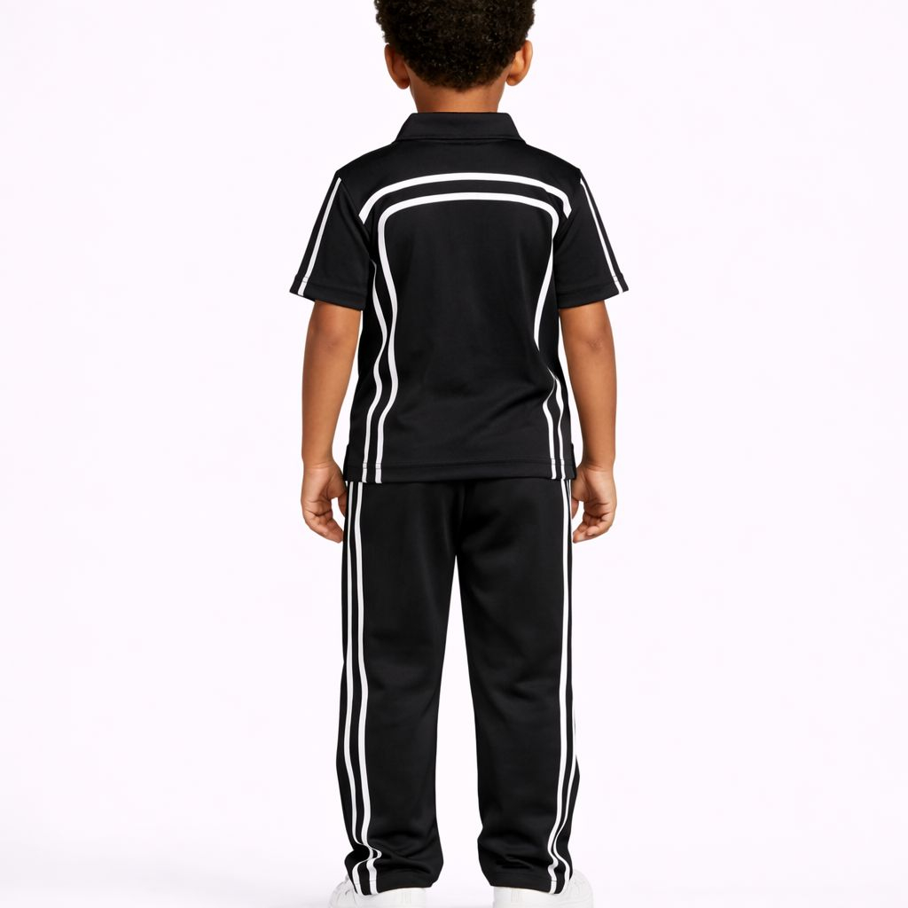 Kids Two Piece Striped Polo Top and Pants Set
